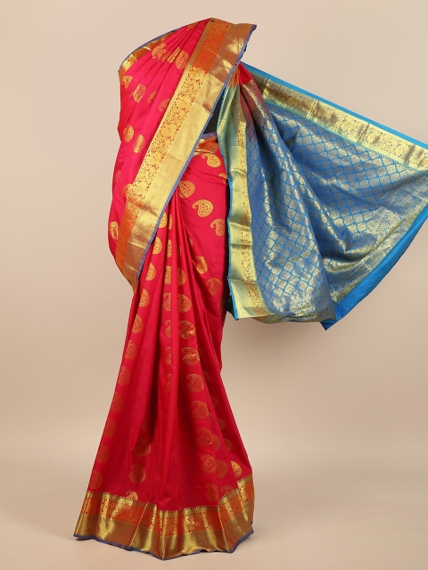 

Pothys Pink & Blue Ethnic Motifs Pure Silk Saree