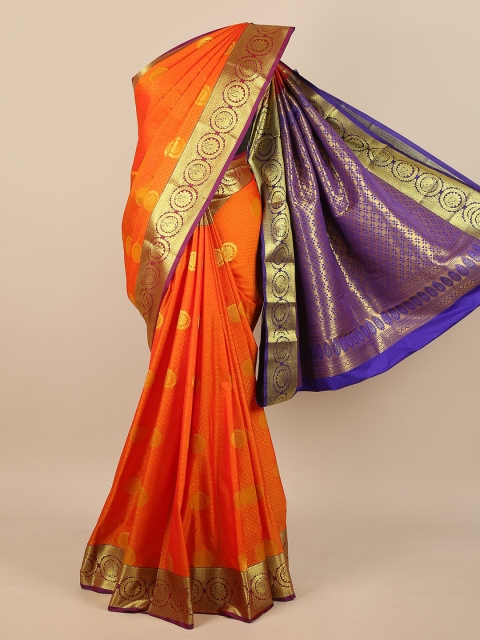 

Pothys Orange & Purple Woven Design Zari Pure Silk Saree