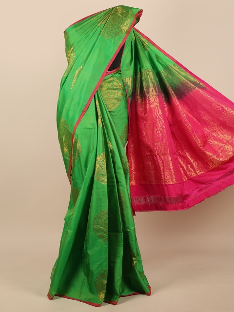 

Pothys Green & Pink Woven Design Zari Pure Silk Saree