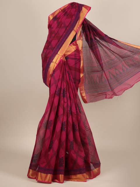 

Pothys Pink & Black Woven Design Zari Pure Silk Saree