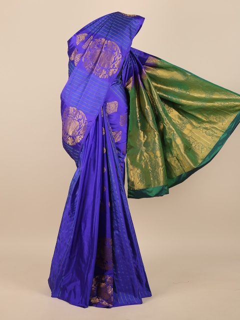 

Pothys Blue & Green Woven Design Zari Pure Silk Saree