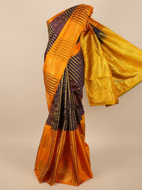 

Pothys Brown & Orange Woven Design Pure Silk Saree