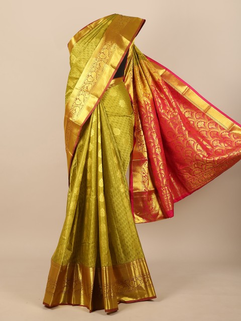 

Pothys Green & Pink Woven Design Zari Pure Silk Saree