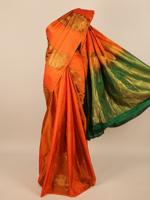 

Pothys Orange & Green Woven Design Pure Silk Saree