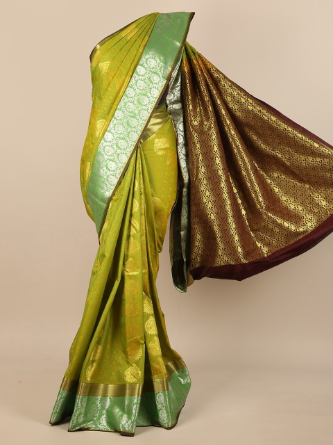 

Pothys Green & Brown Ethnic Motifs Pure Silk Saree