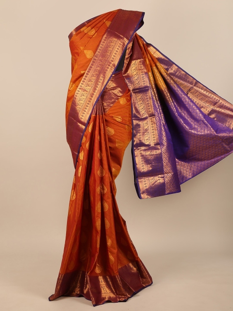 

Pothys Rust & Blue Woven Design Pure Silk Saree