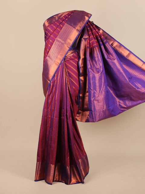 

Pothys Purple & Copper-Toned Woven Design Pure Silk Saree