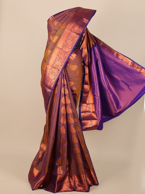 

Pothys Copper-Toned & Gold-Toned Ethnic Motifs Pure Silk Saree