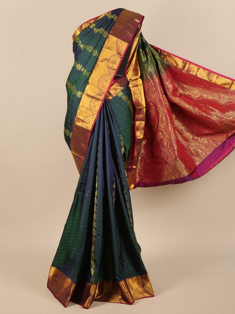 

Pothys Green & Gold-Toned Woven Design Zari Pure Silk Saree