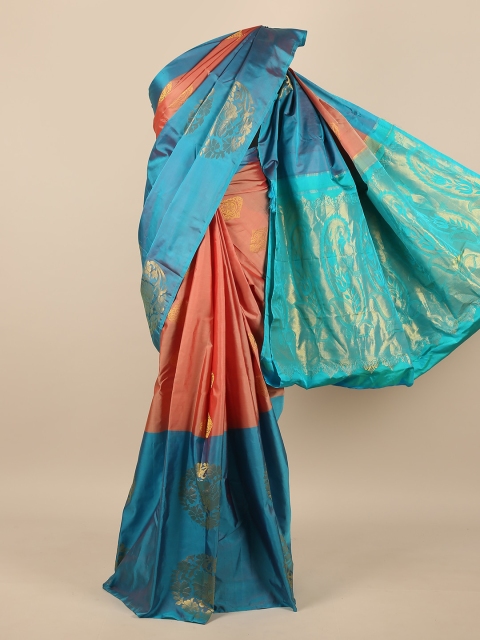 

Pothys Blue & Pink Woven Design Zari Pure Silk Saree