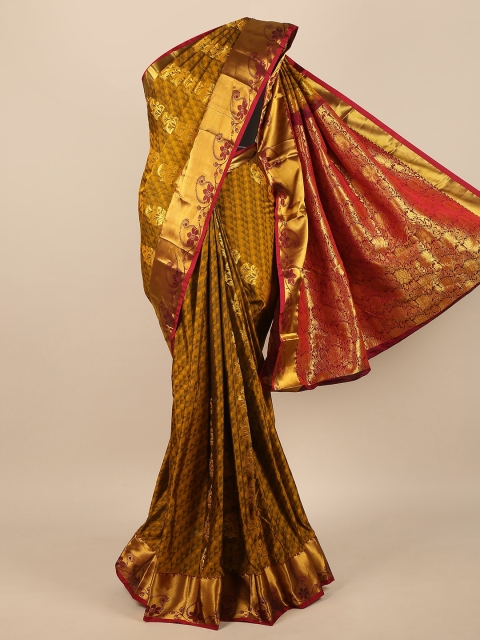 

Pothys Gold-Toned & Red Ethnic Motifs Pure Silk Saree