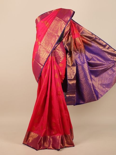 

Pothys Pink & Purple Woven Design Zari Pure Silk Saree