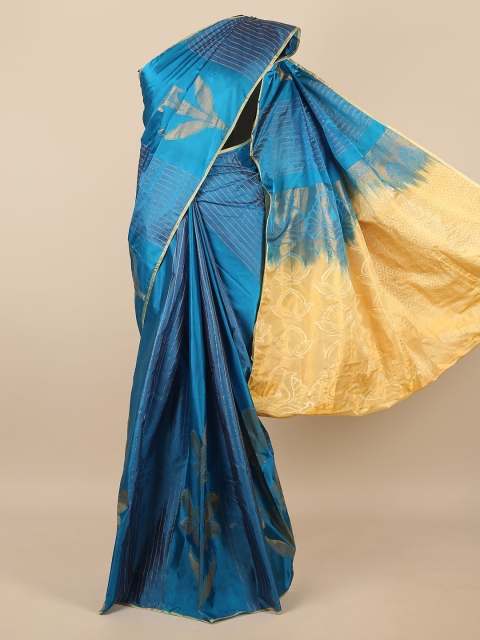 

Pothys Blue & Brown Woven Design Pure Silk Saree