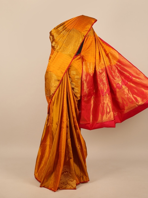 

Pothys Mustard & Red Woven Design Pure Silk Saree