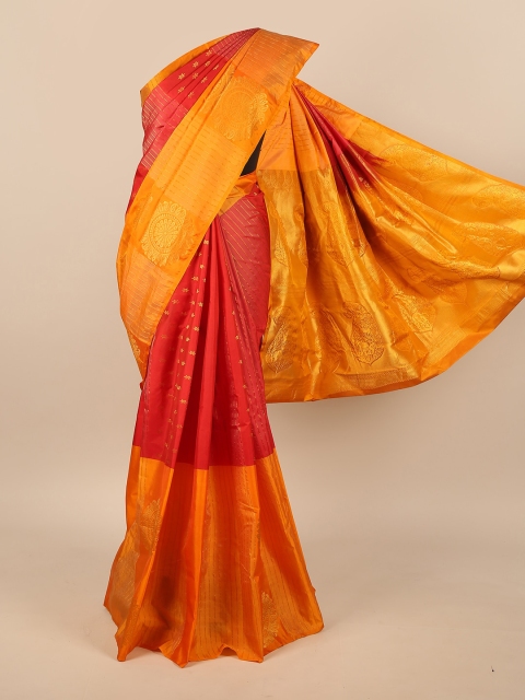 

Pothys Orange & Red Woven Design Pure Silk Saree