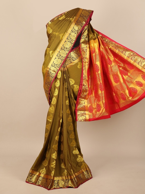 

Pothys Green & Pink Woven Design Pure Silk Saree