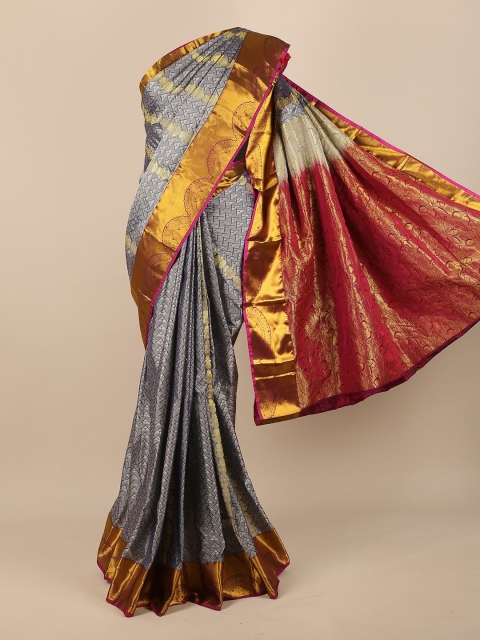 

Pothys Grey & Maroon Woven Design Pure Silk Saree