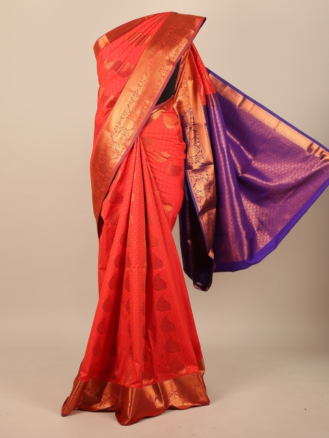 

Pothys Red & Violet Woven Design Pure Silk Saree