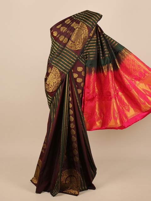 

Pothys Green & Brown Woven Design Pure Silk Saree