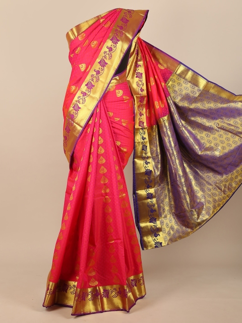 

Pothys Pink & Purple Woven Design Pure Silk Saree