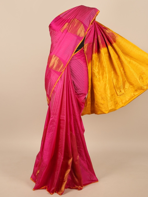 

Pothys Pink & Yellow Woven Design Pure Silk Saree