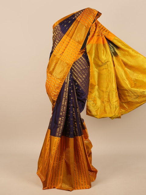 

Pothys Blue & Orange Woven Design Pure Silk Saree