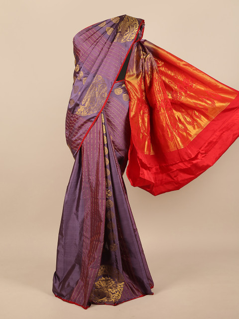 

Pothys Purple & Red Woven Design Pure Silk Saree