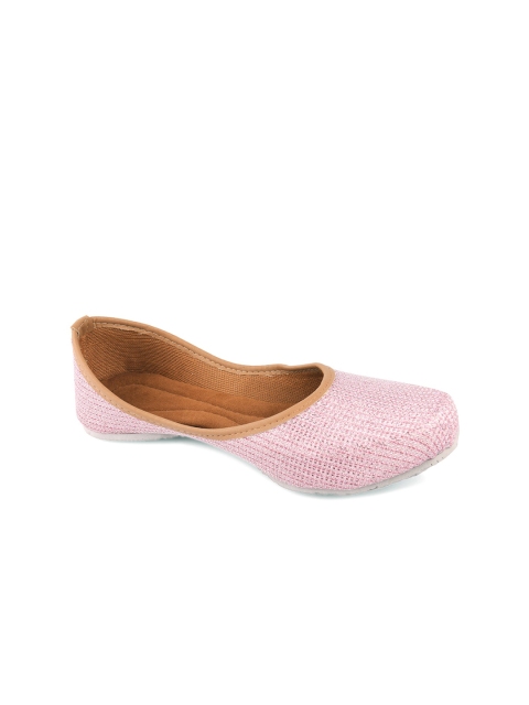 

DESI COLOUR Girls Pink Embellished Mojaris Flats