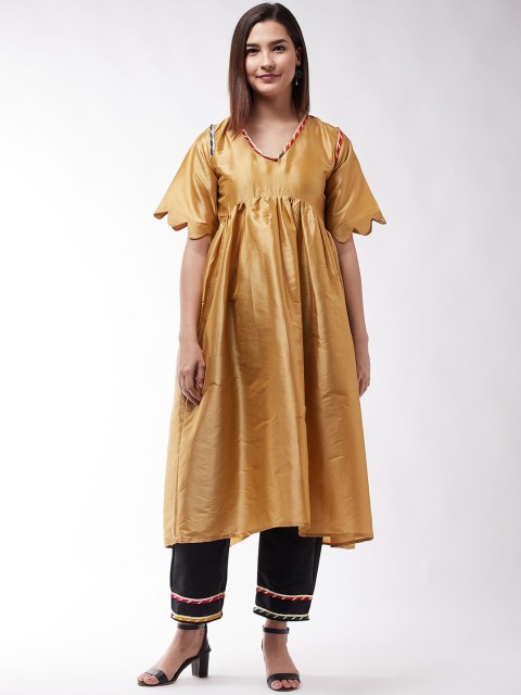 

InWeave Women Gold-Toned Empire Dupion Silk Kurta with Trousers