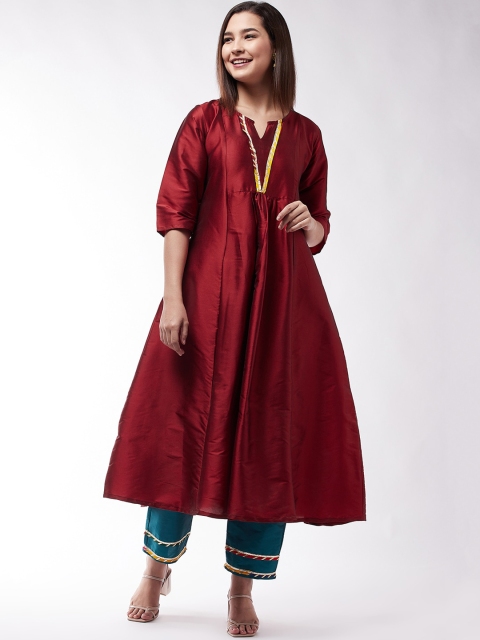

InWeave Women Maroon Empire Dupion Silk Kurta with Trousers