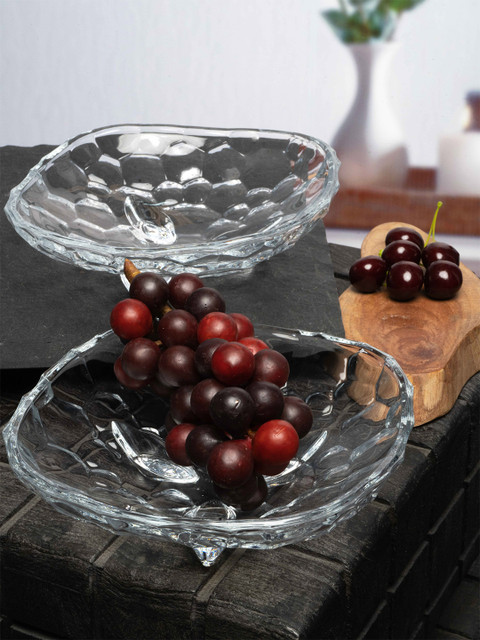 

Roxx Set of 4 Pieces Transparent Geometric Textured Glass Glossy Bowls