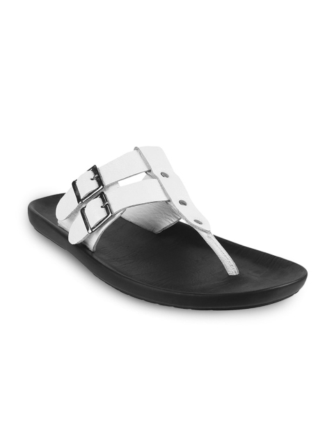 

Mochi Men White & Black Leather Comfort Sandals