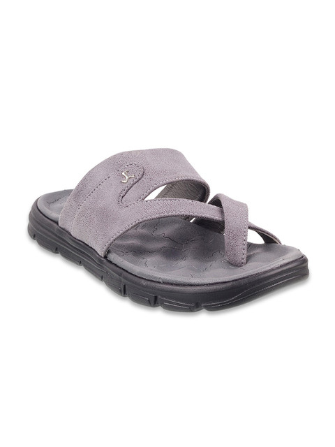 

Mochi Men Grey & Black Solid Casual Comfort Sandals