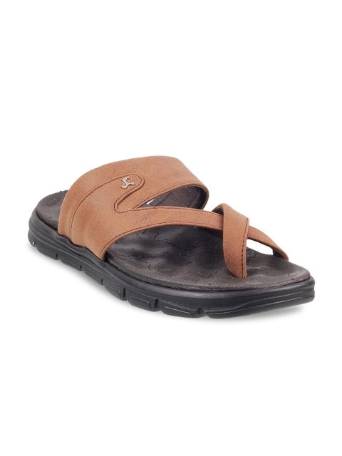 

Mochi Men Brown & Black Solid Comfort Sandals