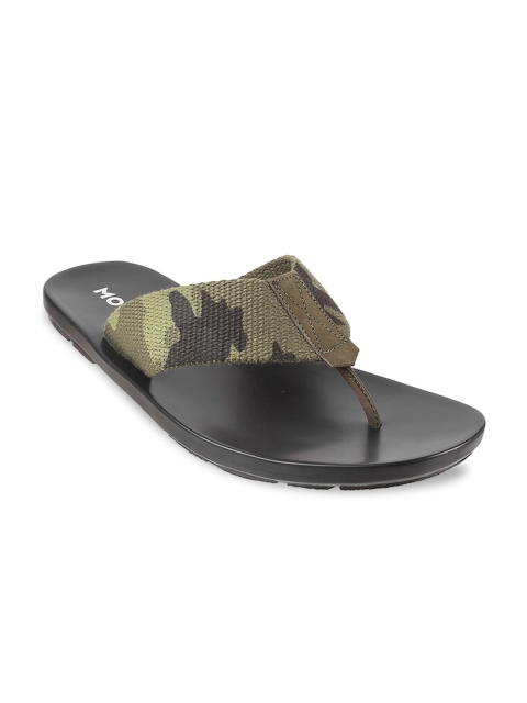 

Mochi Men Olive & Black Camouflage Printed Comfort Sandals
