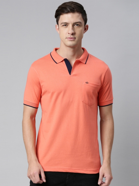 

DIXCY SCOTT Men Peach-Coloured Polo Collar T-shirt