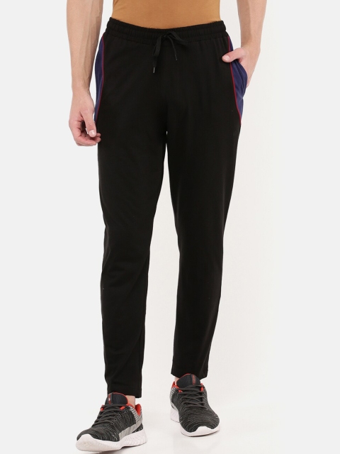 

DIXCY SCOTT Men Black & Blue Solid Cotton Track Pants