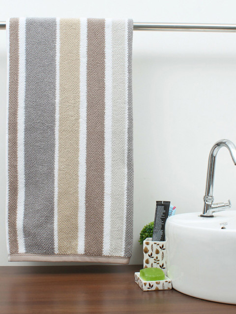 

AVI Living Beige & White Striped Pure Cotton Bath Towel