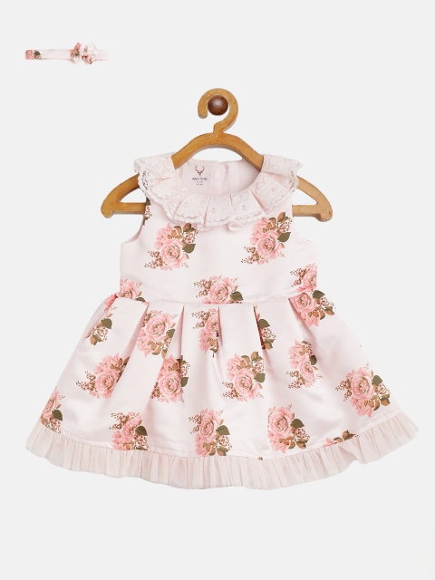 

Allen Solly Junior Infant Girls Pink Floral Fit & Flare Dress with Hairband