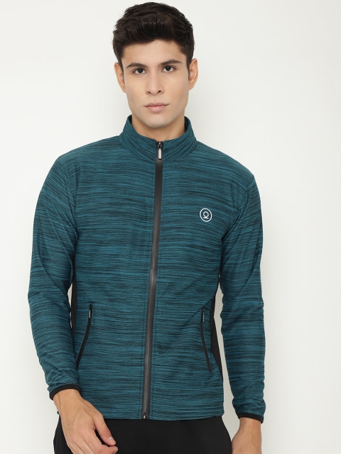 

Chkokko Men Turquoise Blue Sporty Jacket