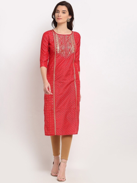 

Lovely Lady Women Maroon Ethnic Motifs Printed Kurta