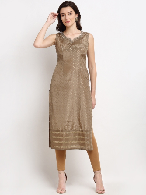 

Lovely Lady Women Grey & Gold-Toned Ethnic Motifs Printed Kurta