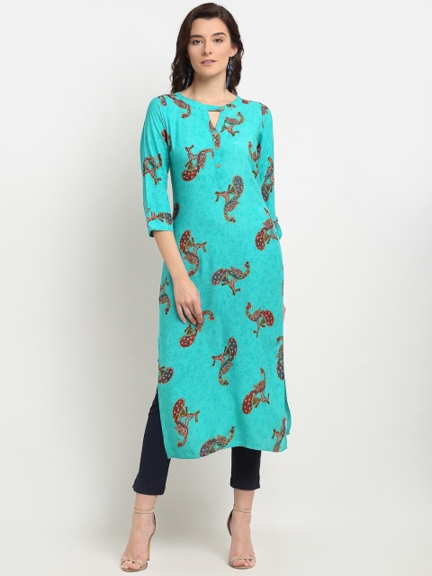 

Lovely Lady Women Teal & Maroon Quirky Printed Kurta