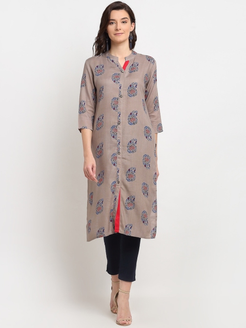 

Lovely Lady Women Grey & Blue Paisley Printed Kurta