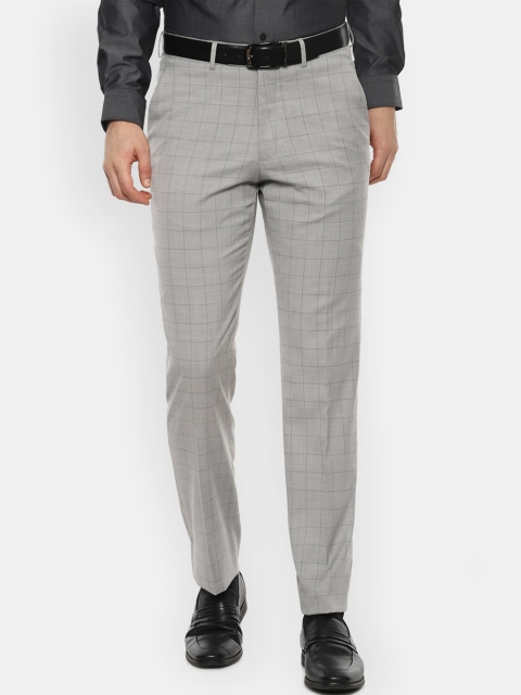 

Luxure by Louis Philippe Men Grey Checked Slim Fit Formal Trousers