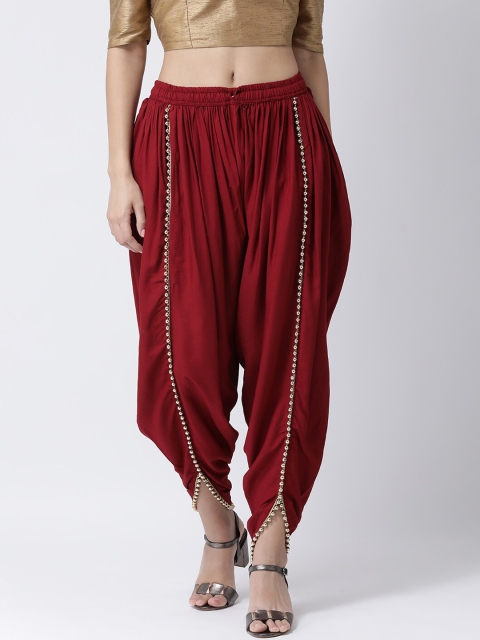 

Charitra Women Maroon Solid Cotton Dhoti