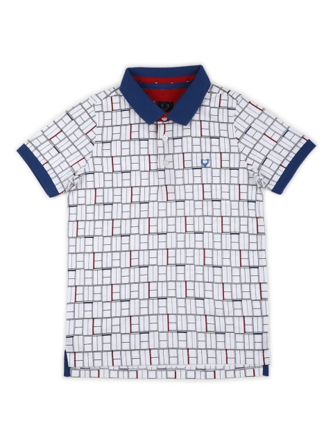

Allen Solly Junior Boys White & Blue Printed Polo Collar Cotton T-shirt