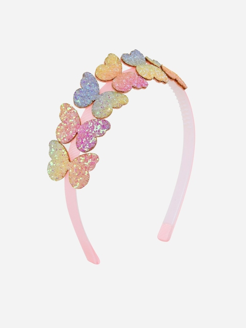 

Toniq Kids Girls Multicolor Pretty Butterfly Glitter Hair Band, Pink