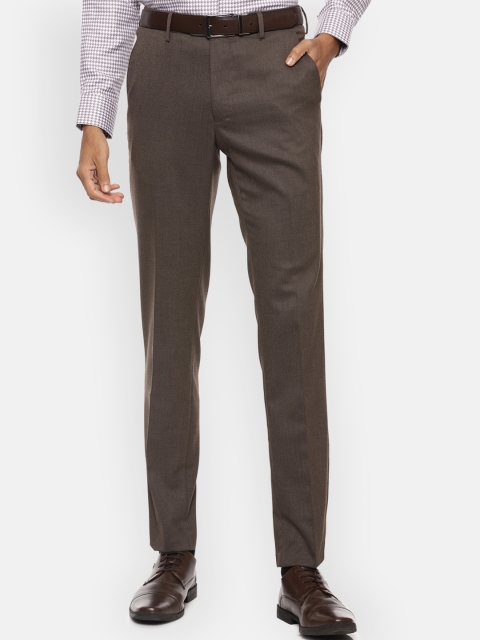 

Van Heusen Men Brown Textured Slim Fit Formal Trousers