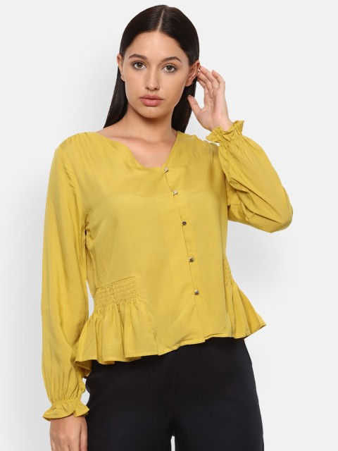 

Van Heusen Woman Women Yellow Smocked Regular Top